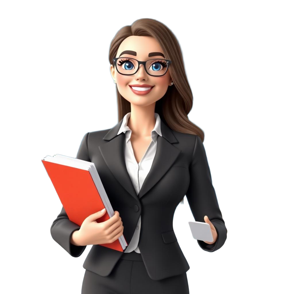 Mulher de roupa social segurando livros